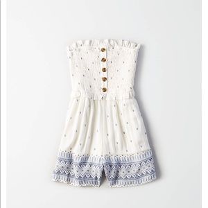 American Eagle Smocked Tube Top Romper